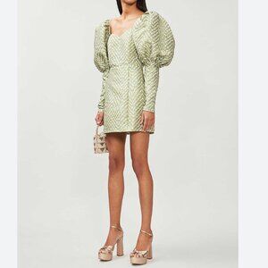 ROTATE Birger Christensen Oksana Jacquard Mini Dress - GREEN